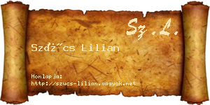 Szűcs Lilian névjegykártya