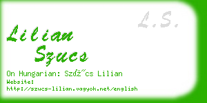 lilian szucs business card